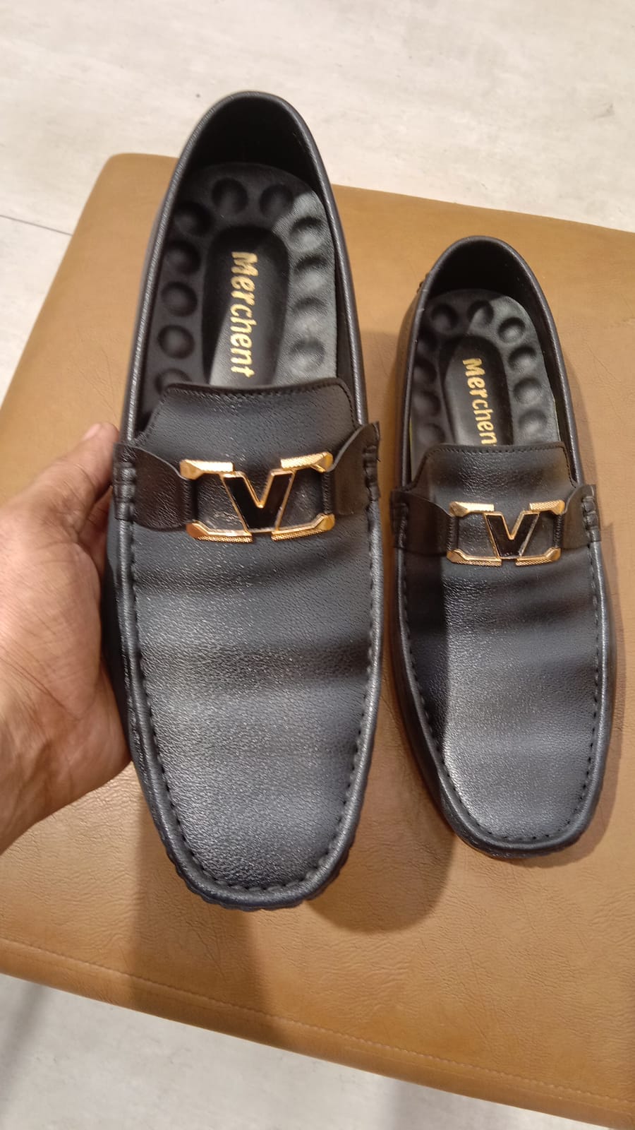 Men’s Black Metal-Buckle Loafers