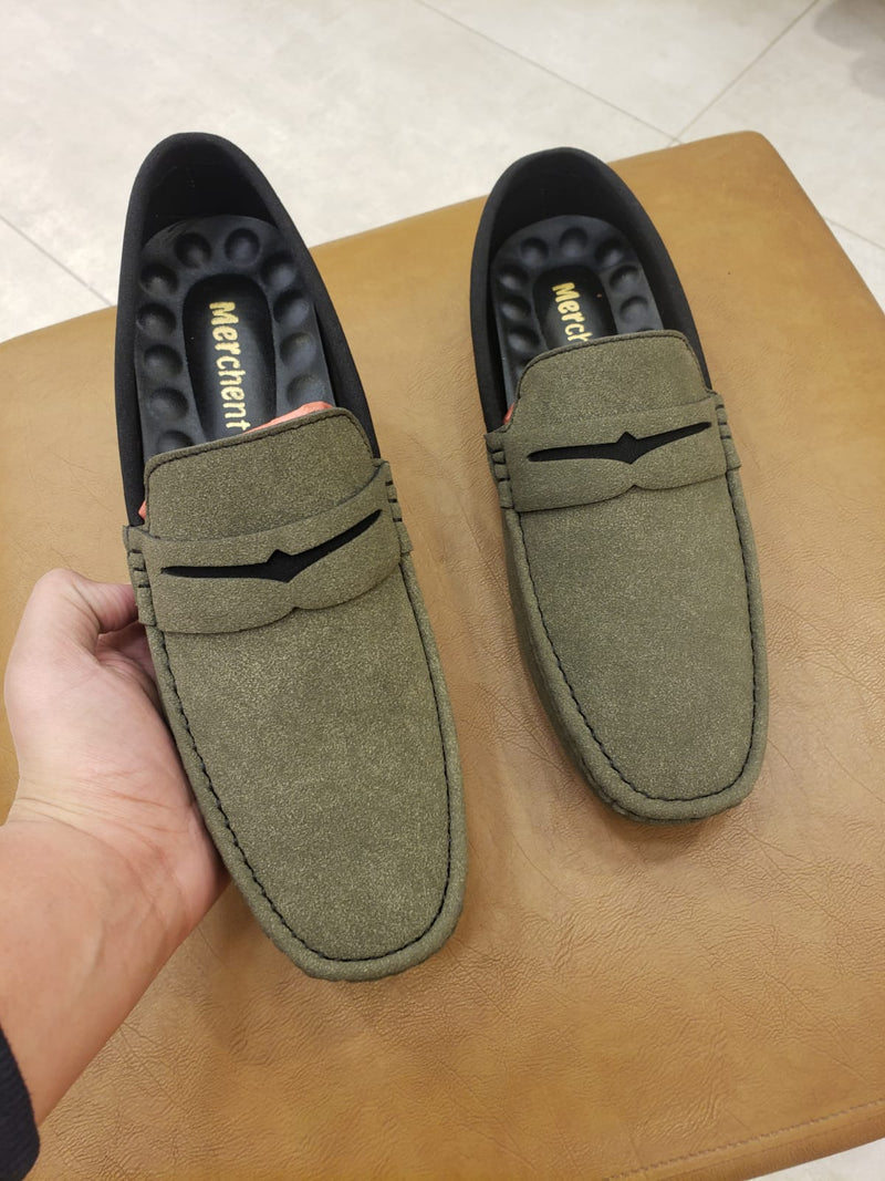 Metro Olive Green Suede Loafer